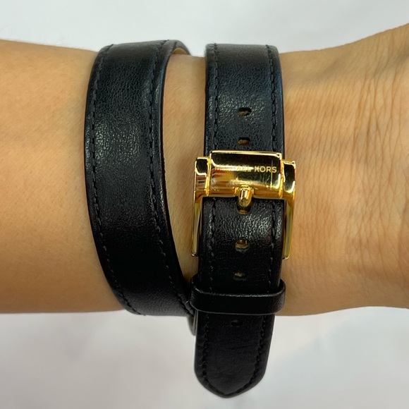 EUC Lake Gold-Tone and Black Leather Wrap Watch - Picture 5 of 16